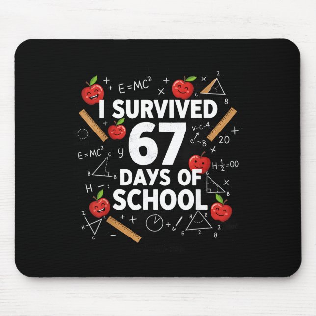67th Day Of School Teacher Kids 67 Math Numbers 10 Mouse Pad (Front)