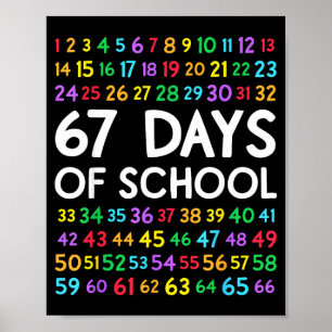 67th Day Of School Teacher Kids 67 Math Numbers 10 Poster