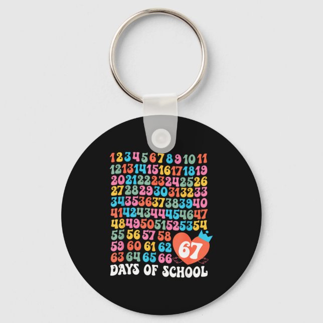 67th Day Of School Teacher Kids Funny Six Seven 10 Keychain (Front)