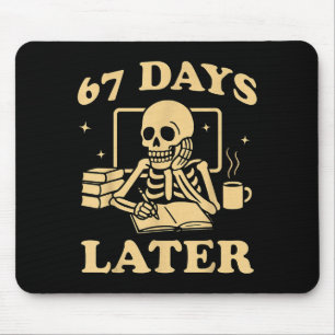 67th Day Of School Teacher Skeleton Funny 6 7 Meme Mouse Pad