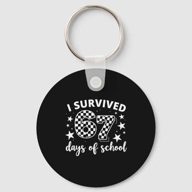 67th Day Of School Teacher Students Kids 6 7 Meme  Keychain (Front)