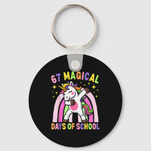 67th Day Of School Unicorn 67 Magical Days Teacher Keychain