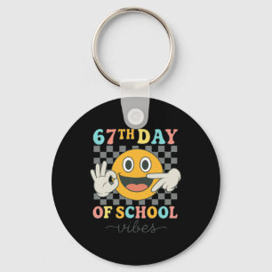 67th Day Of School Vibes 67 Meme Cute Smile Face Keychain