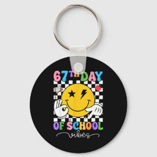 67th Day Of School Vibes Cute Smile Face 67 Days O Keychain
