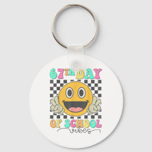 67th Day Of School Vibes Cute Smile Face 67 Meme T Keychain