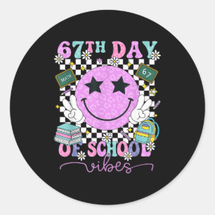 67th Day Of School Vibes Funny Six Seven 67 Meme S Classic Round Sticker