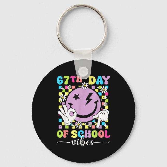 67th Day Of School Vibes Funny Six Seven 67 Meme S Keychain (Front)