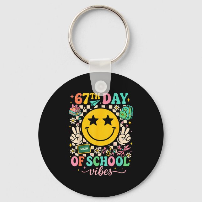 67th Day Of School Vibes Funny Six Seven 67 Meme S Keychain (Front)