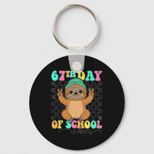 67th Day Of School Vibes Sloth Funny Six Seven Keychain