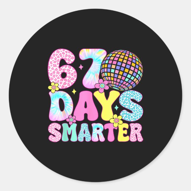 67th Days Smarter Smile Face 67 Days School Teache Classic Round Sticker (Front)