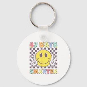 67th Days Smarter Smile Face 67 Days School Teache Keychain