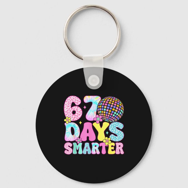 67th Days Smarter Smile Face 67 Days School Teache Keychain (Front)