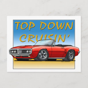 68 Firebird red convertible Postcard
