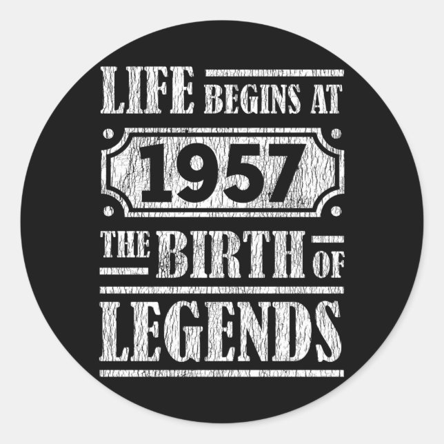 68 Year Old 1957 Birth Of Legend 68th Birthday Classic Round Sticker (Front)