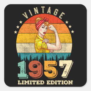 68 Year Old Bday 1957 Vintage 68th Birthday Women Square Sticker