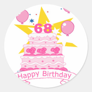 68 Year Old Birthday Cake Classic Round Sticker