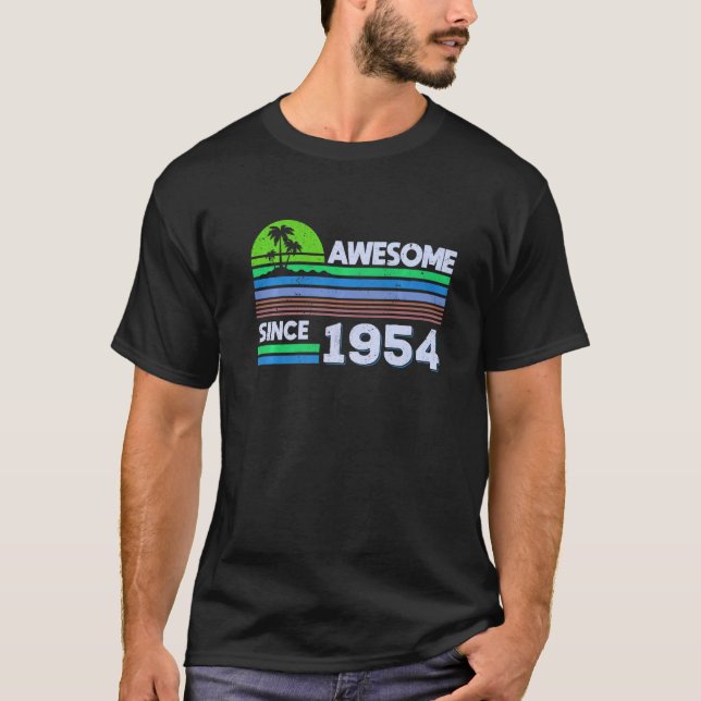 68 Years Old Men Women Awesome Since 1954   T-Shirt (Front)