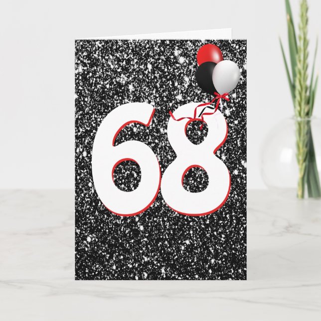 68e anniversaire Ballons sur carte Parties scintil (Devant)