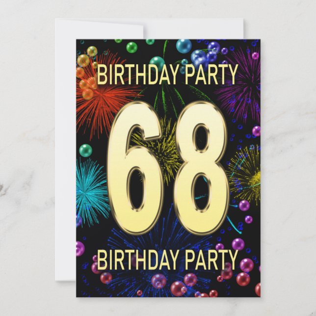 68e anniversaire Invitation fête feux d'artifice (Devant)