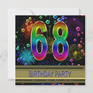 68e fête d'anniversaire Invitation avec bulles