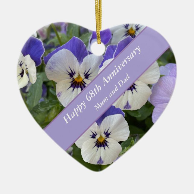 68th Anniversary Editable Ceramic Ornament (Front)