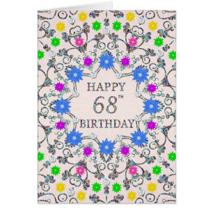68th Birthday Abstract Flowers 