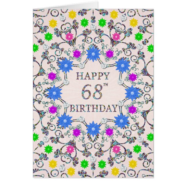 68th Birthday Abstract Flowers  (Front)