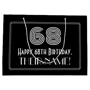 68th Birthday — Art Deco Inspired Look "68" & Na Large Gift Bag
