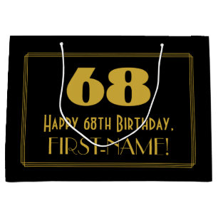 68th Birthday — Art Deco Inspired Look "68" & Na Large Gift Bag