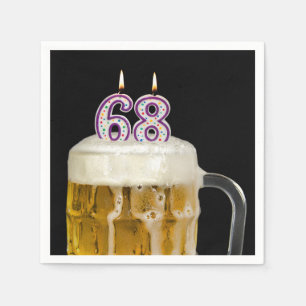 68th Birthday Beer on black Napkin