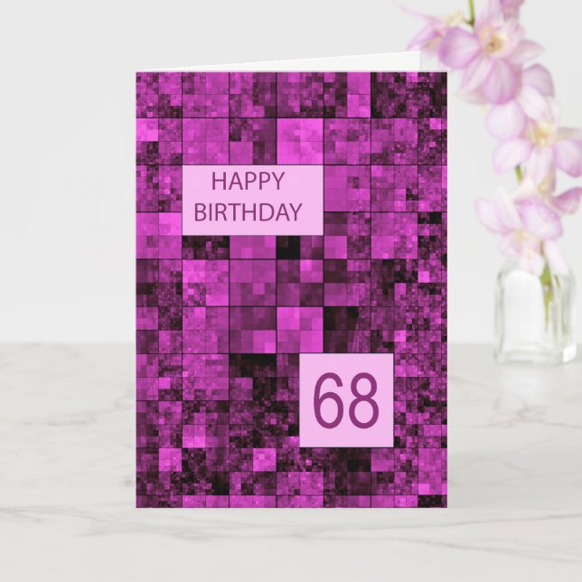 68th Birthday Birthday Pink Pattern  Card (Orchid)