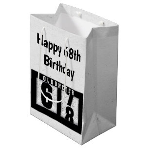 68th Birthday Black Odometer Medium Gift Bag