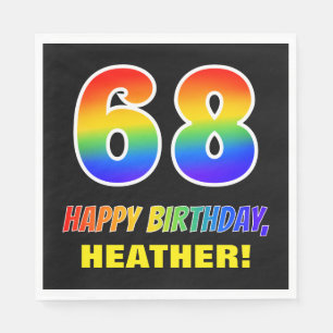 68th Birthday: Bold, Fun, Simple, Rainbow 68 Napkin