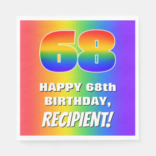 68th Birthday: Colourful, Fun Rainbow Pattern # 68 Napkin