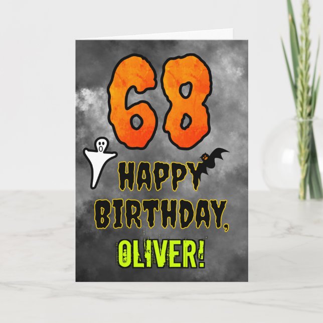 68th Birthday: Eerie Halloween Theme + Custom Name Card (Front)