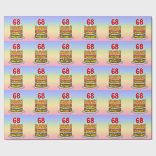 68th Birthday: Fun Cake and Candles + Custom Name Wrapping Paper