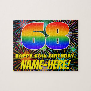 68th Birthday: Fun, Colorful Celebratory Fireworks Jigsaw Puzzle