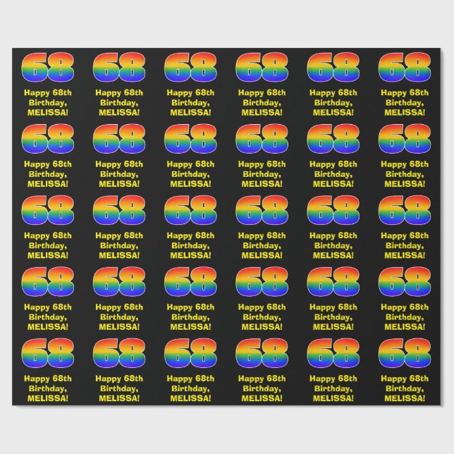68th Birthday: Fun, Colourful Rainbow Inspired # 6 Wrapping Paper (Flat)