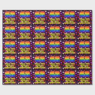 68th Birthday: Loving Hearts Pattern, Rainbow # 68 Wrapping Paper