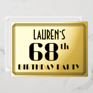 68th Birthday Party: Art Deco Look “68” and Name