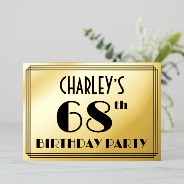 68th Birthday Party — Art Deco Look “68” + Name (Standing Front)