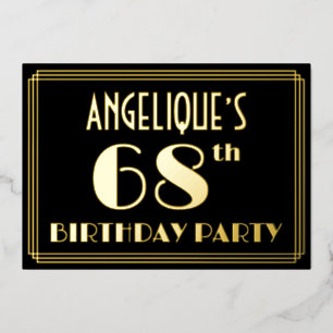 68th Birthday Party: Art Deco Look “68”, w/ Name