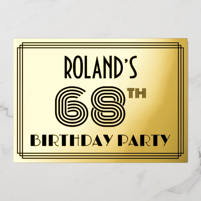 68th Birthday Party — Art Deco Style “68” & Name (Front)