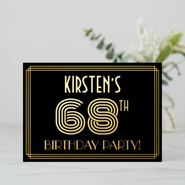 68th Birthday Party — Art Deco Style “68” + Name (Standing Front)