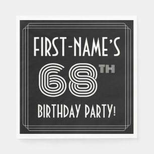 68th Birthday Party: Art Deco Style + Custom Name Napkin