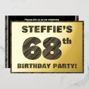 68th Birthday Party — Bold, Faux Wood Grain Text