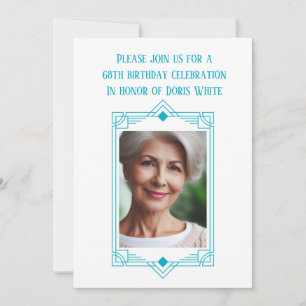 68th Birthday Party Custom Photo Frame Invitation