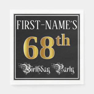 68th Birthday Party — Fancy Script, Faux Gold Look Napkin