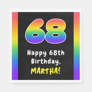 68th Birthday: Rainbow Spectrum # 68, Custom Name Napkin