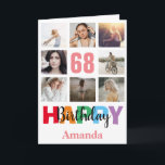 68th Happy Birthday Photo Collage Modern Pink Card<br><div class="desc">68th Happy Birthday Photo Collage Modern Pink Card with personalized name. For further customization,  please click the "Customize it" button and use our design tool to modify this template.</div>